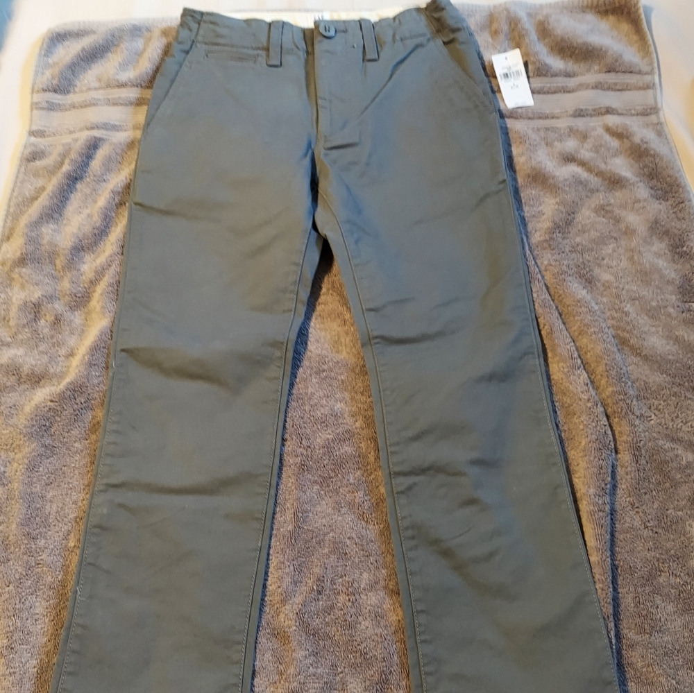 Gap Kids Boys 8 Slim Gray Plain-Front Khakis